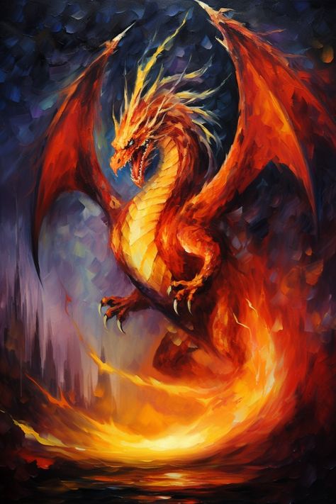 Painting Of A Dragon, Colorful Dragon Drawing, Dragon Collage Art, Dragon Oil Pastel, Dragon Painting Ideas, Dragon Painting Acrylic Easy, Dragon Acrylic Painting, Dragon Oil Painting, Red Dragon Painting