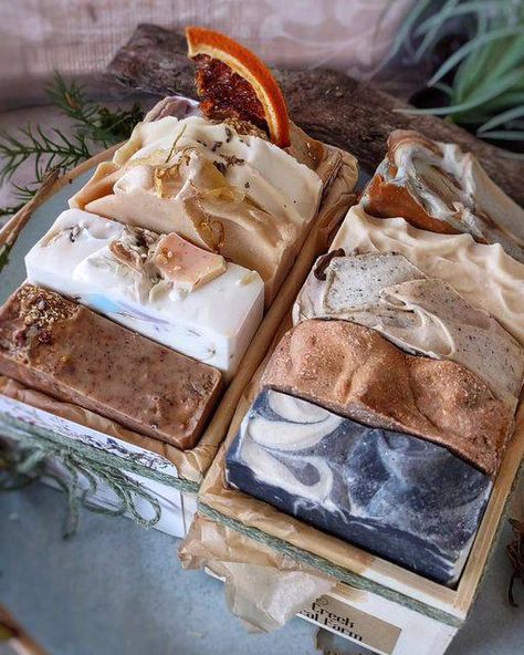 FIVE SOAP GIFT BOX - His or Her - Artisan Handcrafted Soap - Cold Creek Natural Farm Natural Soap Dyes, Artisan Soap Packaging, Cold Processed Soap, Dessert Soap, Gift Box Handmade, Kokum Butter, Luxury Soap, Soap Packaging, Organic Sugar