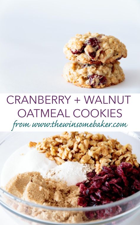 Walnut Oatmeal, Cranberry Cookies Recipes, Oatmeal Cranberry Cookies, Walnut Recipes, Easy Oatmeal, Walnut Cookies, Cranberry Cookies, Oatmeal Cookie Recipes, Best Oatmeal