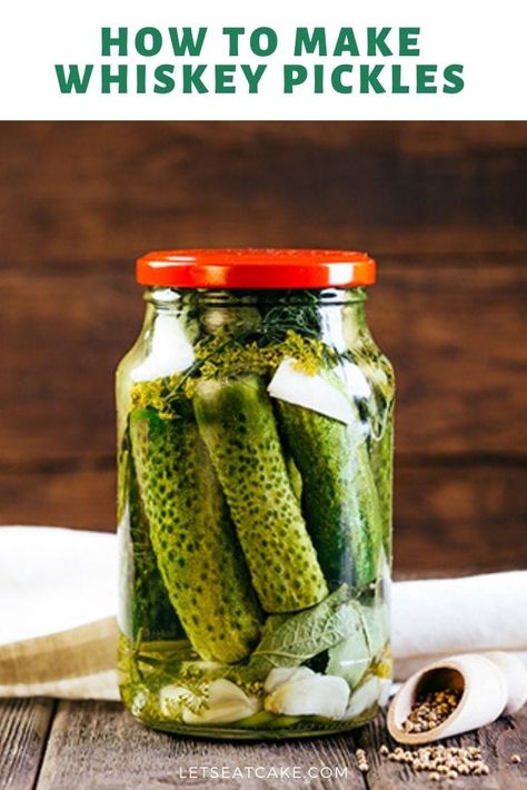 Boozy Pickles, Whiskey Pickles, Pickles Homemade Easy, Homemade Whiskey, Pickle Seasoning, How To Make Whiskey, Hot Pickles, Sweet Bourbon, Homemade Alcohol