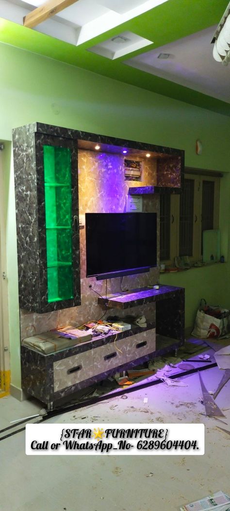 {STAR🌟FURNITURE} Call or WhatsApp_No- 6289604404. Cobord Works Bedroom, Wooden Partition Wall, Tivi Cabinet, Tv Unite, Tv Cupboard Design, Wooden Partition, Colorful Bedroom Design, Tv Showcase, Wall Wardrobe