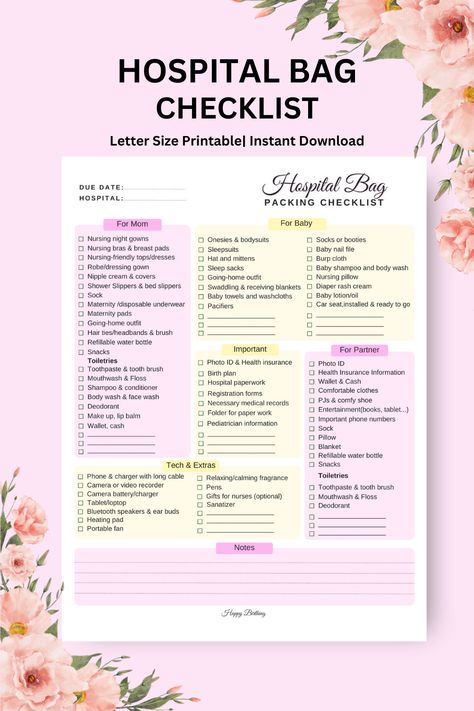 Labor and Delivery Checklist Hospital Bag Checklist, Maternity Printable Hospital Delivery Bag Checklist for mom, spouse/partner, and baby girl.  Stay fully prepared for your special day with our comprehensive Hospital Delivery Bag Checklist - helping you to have a smooth and stress-free birthing experience. This is a DIGITAL PRODUCT. No physical product will be shipped to you.  File Type: INSTANT DOWNLOAD PRINTABLE FILE WHAT YOU ARE PURCHASING Minimalist Maternity Hospital Bag Checklist (Digita Hospital List For Delivery, Labor And Delivery Checklist, Hospital List For Mom To Be, Hospital Maternity Bag, Checklist For Baby Arrival, Hospital Delivery Bag Checklist, Hospital Go Bag Checklist, What To Take To The Hospital For Labor, Hospital Checklist For Mom To Be