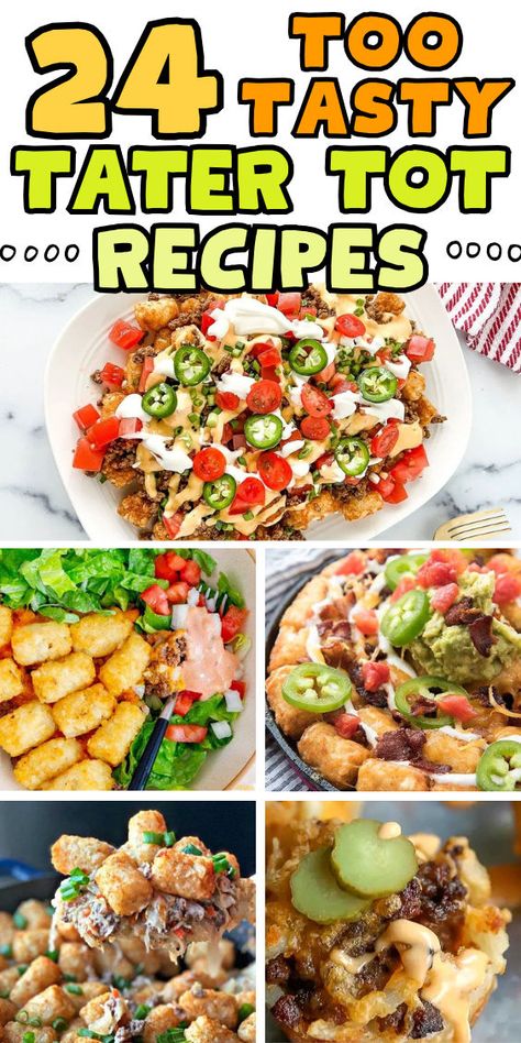 Recipes using tater tots Recipes Using Tater Tots, Tator Tot Recipe, Healthy Tater Tots, Tot Recipes, Frozen Tater Tots, Brunch Sides, Tater Tot Recipes, Recipes For The Whole Family, Tater Tot Breakfast