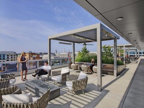 Venable Offices - Washington D.C. - 20 Outdoor Amenities, Restaurant Terrace, Roof Gardens, Rooftop Terrace Design, Rooftop Design, Building Roof, Outdoor Office, Office Outdoor, Pergola With Roof