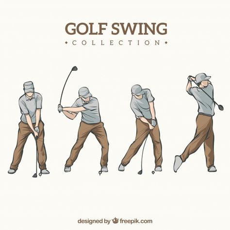 Hand drawn golf swing collection Premium... | Premium Vector #Freepik #vector #hand #man #sports #golf Golf Illustration, Golf Drawing, Golf Stick, Golf Images, Golf Pga, Silhouette Logo, Golf Inspiration, Golf School, Golf Logo