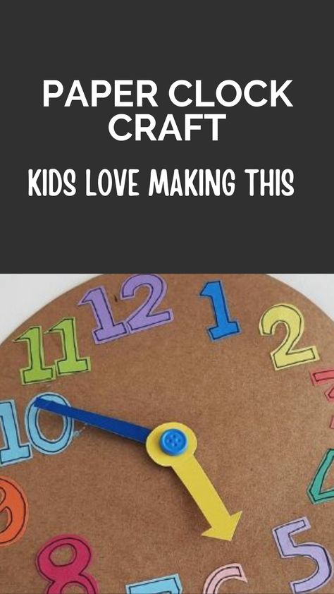 This clock is so much fun for kids to make and this paper clock craft is great for teaching time. Paper Clock, Home Day Care, Make A Clock, Clock Craft, Family Child Care, Lego Craft, Teaching Time, Clock For Kids, Daycare Activities