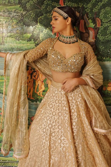 Beige Lehenga, Flared Lehenga, Handwork Blouse, Gold Lehenga, Lehenga Pattern, Raw Silk Lehenga, Yellow Lehenga, Beige Blouse, Red Lehenga