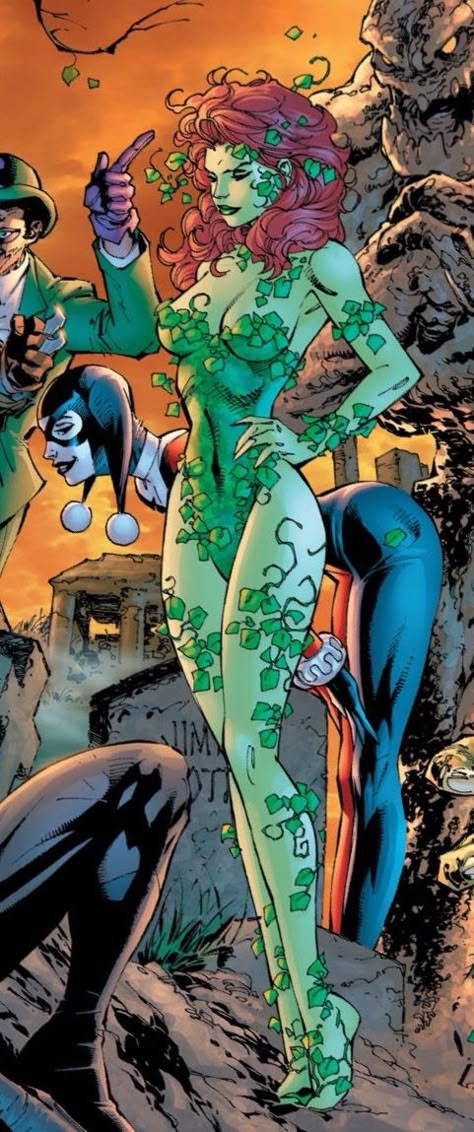 Dc Women Villains, Poison Ivy Art Illustration, Comic Book Poison Ivy, Poison Ivy Green Skin, Posion Ivy Pfps, Poison Ivy Artwork, Poison Ivy Pinup, Halsey Poison Ivy, Dc Comics Poison Ivy