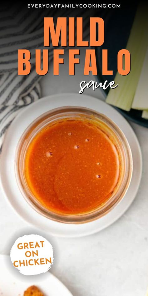 My mild Buffalo sauce is slightly spicy without being overpowering, thanks to the addition of sweet tomato sauce. It’s perfect for wings, dressings, sandwiches, and more and is ready in 10 minutes! Mild Buffalo Sauce Recipe, Mild Sauce Recipe, Mild Buffalo Sauce, Easy Buffalo Sauce, Easy Homemade Buffalo Sauce, Chicken Wing Sauce Recipes, Buffalo Chicken Sauce, Buffalo Sauce Recipe, Wings Chicken