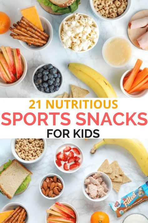 Kid athletes need good fuel between meals! Here are sports snacks ideas for kids, including snacks they can eat on the go. #realmomnutrition #sportssnacks #snacksforkids #kidfriendly #healthysnackideas Healthy Sports Snacks, Kids Sports Snacks, Healthy Sport Snacks, Protein Snacks For Kids, Sport Snacks, Soccer Snacks, Athlete Food, Sports Snacks, Team Snacks