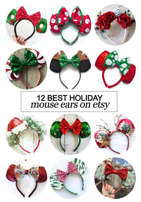 Want to snag some of your own custom ears? Here's the 12 best #holiday inspired Mouse ears on #etsy! #fashion #Disney #dsmmc #tmom #Disneyland #WaltDisneyWorld #Mouseears #handmade Disney Christmas Ears Diy, Christmas Disney Ears, Wdw Outfits, Disneyland Christmas Outfit, Christmas Mickey Ears, Disney Christmas Outfits, Calvary Chapel, Disney Honeymoon, Disneyland Christmas