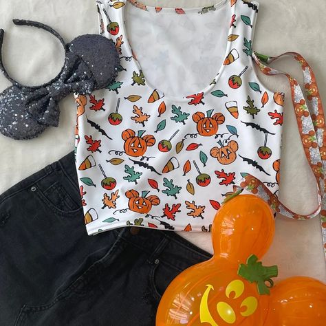 Disney Halloween Mickey Pumpkin Boo To You Crop Top Disney Crop Top, Halloween Disney World Outfits, Cute Disney Outfits Summer, Disney Halloween Outfits Women, Disney World Halloween Outfit, October Disney Outfits, Disney World Outfits Fall, Halloween Disney Outfits, Disney Halloween Outfits