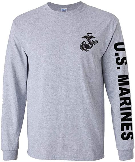 PRICES MAY VARY. 100% Cotton Pull On closure Machine Wash Marine logo on chest and sleeve 100% Cotton Officially Licensed by the Marine Corps Usmc Clothing, Long Sleeve Grey Shirt, Marines Logo, Sport Long Sleeve, Grey Long Sleeve Shirt, Army Veteran, Grey Shirt, Printed Sleeves, Marine Corps