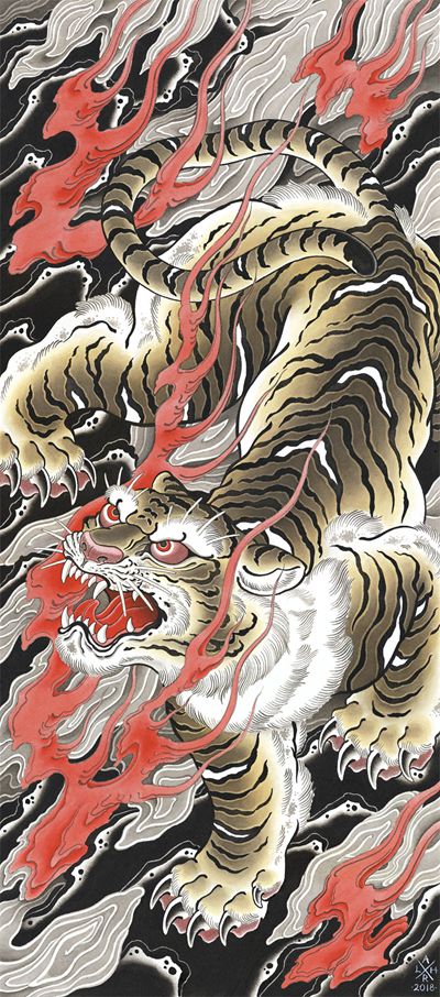 Tiger Japanese Art, Japanese Tiger Art, Tattoos Tiger, Traditional Japanese Tattoo Flash, Drawing Made Easy, Japanese Tiger Tattoo, Tattoo Japanese Style, Tattoo Tiger, Tiger Dragon