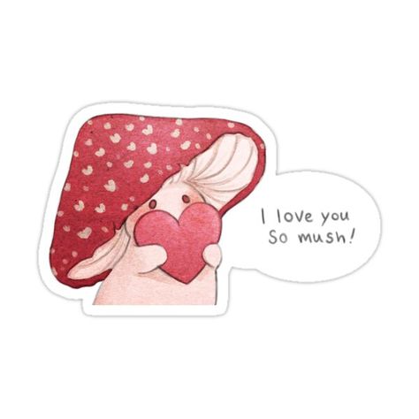 Decorate laptops, Hydro Flasks, cars and more with removable kiss-cut, vinyl decal stickers. Glossy, matte, and transparent options in various sizes. Super durable and water-resistant. A little mushroom proclaiming their love! I Love You So Mushroom, I Love You Stickers, Cute Love Stickers, Romantic Stickers, Gift Wrapping Station, Wrapping Station, Whatsapp Stickers, Little Mushroom, Valentine Stickers