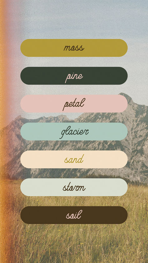 custom color palette | earthy color palette | color palette inspo | earthy colors | logo color palette | branding color palette Cabincore Color Palette, Minnesota Color Palette, Muted Color Scheme, Faded Color Palette, Adventure Colour Palette, Pastel Earthy Color Palette, Mountain Colour Palette, Granola Girl Color Palette, Coastal Cowgirl Color Palette