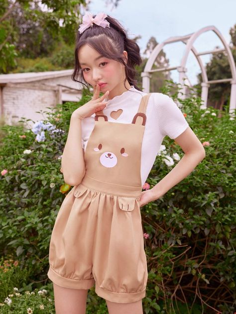 Kawaii Romper, Romwe Kawaii, Countryside Dress, Cute Overall Outfits, Sanrio Outfits, Decora Fashion, Kawaii Outfits, Cute Overalls, Designer Hair Accessories