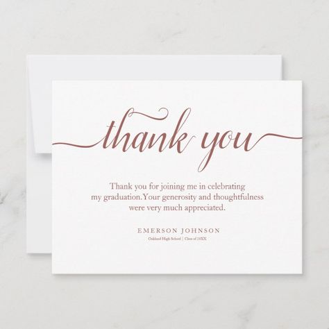 Thank You Notes Graduation, Thank You Card Examples, Thank You Card Sayings, Calligraphy Thank You, Graduation Card Messages, Graduation Money, Graduation Party Planning, Graduation Thank You Cards, Dyi Gifts