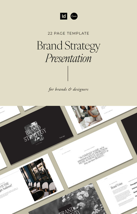 Brand strategy template presentation slides design Luxury Brand Presentation, Brand Strategy Deck, Branding Presentation Layout, Brand Presentation Layout, Branding Presentation Design, Brand Strategy Templates, Brand Strategy Presentation, Brand Identity Presentation, Brand Deck