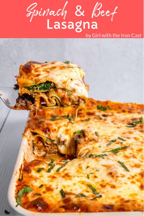 Spinach And Meat Lasagna, Ground Beef And Spinach, Beef Lasagna Recipe, Beef Lasagne, Lasagna Recipe With Ricotta, Gluten Free Lasagna, Beef Lasagna, Meat Lasagna, Lasagna Ingredients