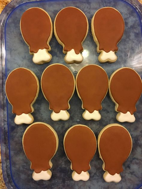 Turkey Leg Cookies, Turkey Iced Cookies, Turkey Leg Cookies Decorated, Turkey Cookie Cake Designs, Cookie Turkey, Turkey Platter Cookies Decorated, Icing Videos, Bday Cookies, Cookies Fall