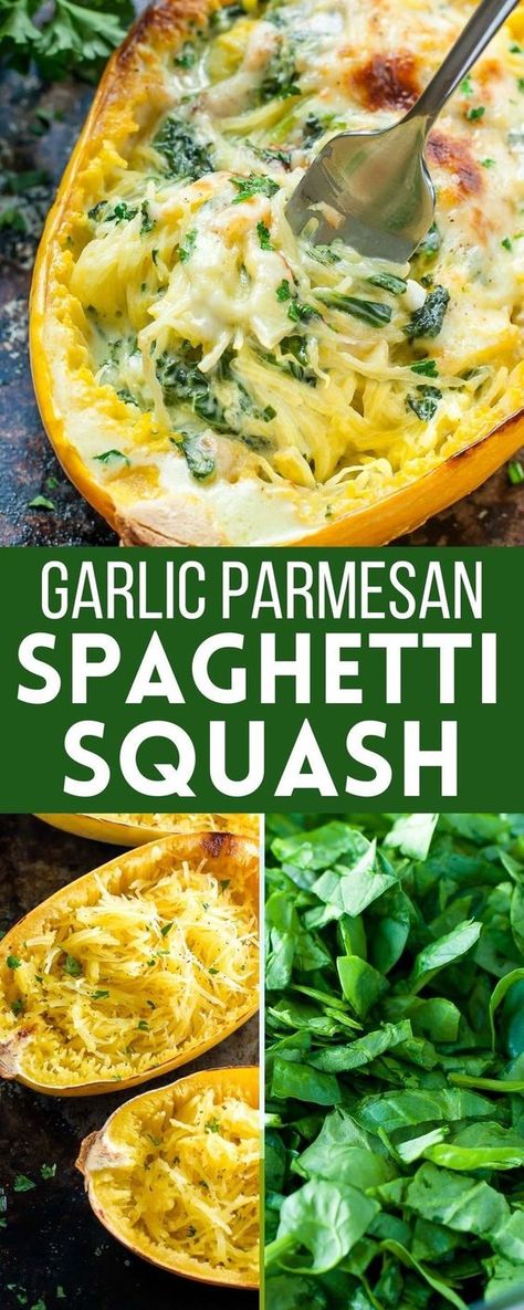 Garlic Parmesan Baked Spaghetti Squash, Spaghetti Squash Recipes Lemon, Cheesy Garlic Spaghetti Squash, Spaghetti Squash Sheet Pan Dinner, Thm Spaghetti Squash Recipes, Puree Dinner Ideas, Spaghetti Squash Recipes Cheesy, Spaghetti Squash Dishes, Stuff Spaghetti Squash