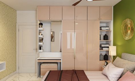 Standard dimension for loft above the wardrobe Cupboard With Dressing Table, Bedroom Cupboard Ideas, Bedroom Wardrobe Ideas, Bed Designs With Storage, Wardrobe Dimensions, Dressing Unit, Dressing Table Storage, Design Cafe, Modern Style Bedroom