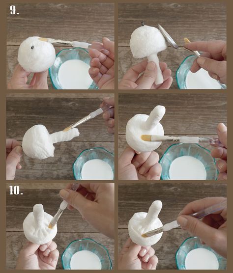 How to Make Spun Cotton Mushrooms Cotton Art, Mushroom Crafts, Cotton Crafts, Woodland Christmas, Mushroom Art, Paper Clay, Noel Christmas, Ornaments Diy, Cute Crafts