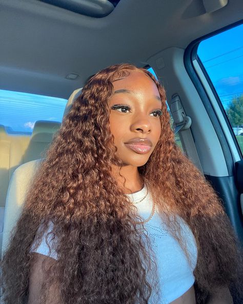 Curly Brown Lace Front Wig, Brown Lacefront Wig, Brown Deep Wave Wig Hairstyles, Light Brown Honey Blonde Lace Front Wig, Light Brown Water Wave Wig, Honey Blonde Wet And Wavy Wig, Brown Curly Lace Front Wig, Wigs Inspo For Black Women, Brown Curly Wigs For Black Women