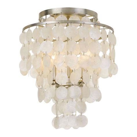 The Brielle Flush Mount Ceiling Light brings a bit of nature and iridescence into your space. The Capiz shells will flutter with the slightest breeze. Features Capiz Shells with an Antique Silver finish. UL listed. Silver Ceiling, Crystorama Lighting, Capiz Shell, Semi Flush Lighting, Mini Chandelier, Chandelier Style, Semi Flush Mount, Flush Mount Lighting, Lamps Plus