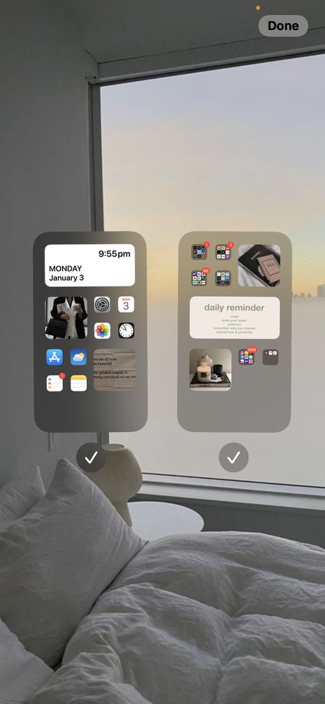 Iphone Setup Homescreen Ideas, Iphone Board, Iphone Organisation, Setup Minimalist, Homescreen Organization, Lockscreen Themes, Iphone Setup, Iphone Layouts, Gym Setup