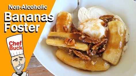 A bananas foster recipe sounds fancy, but it’s really just a tasty caramel sauce for ice cream, an Bananas Foster Recipe Non Alcoholic, Bananas Foster Recipe Easy, Caramel Sauce For Ice Cream, Flambe Desserts, Bananas Foster Recipe, Sauce For Ice Cream, Banana Foster Recipe, Banana Foster, Candied Pecans Recipe