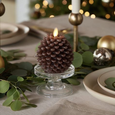 PRICES MAY VARY. This Brown Flameless Candle Pinecone is a pinecone-shaped flameless candle that can be used to add a bit of color to any room. This faux pinecone flameless candle is a great addition to any room and will add a warm glow without worry Features Real Flame-Effect Moving Flame technology patented by Luminara. Unscented and made from 100% paraffin real wax, Candles are 3.5 inches diameter x 4 inches tall Luminara Flameless LED candles safely go where traditional flame candles can’t.