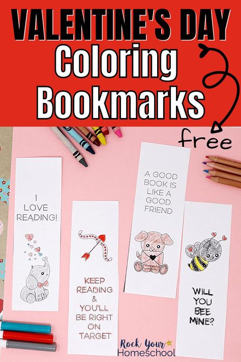 Valentine’s Day Bookmarks that your kids can color and trace are excellent activities to help you have a fun holiday celebration.These cute bookmarks for kids from Rock Your Homeschool would make amazing additions to Valentine’s Day cards, treat bags, and party favors. Check out these cute Valentine’s Day + reading themes and get your free printable set today. Free Valentine Bookmark Printable, Valentine Bookmarks For Kids, Printable Valentine Bookmarks, Valentine Bookmarks, Coloring Bookmarks Free, Valentines Bookmarks, Valentines Day Quotes, Valentine Party Favors, Class Valentines