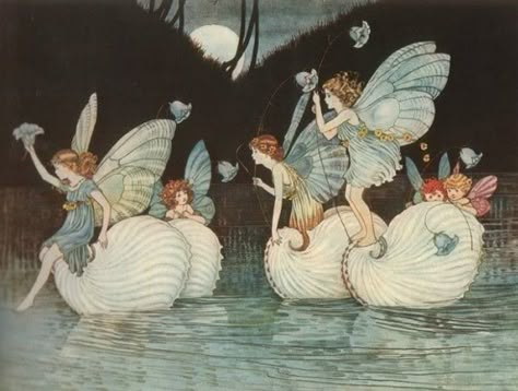 Fairy Island, Ida Rentoul Outhwaite, Fairy Illustration, Elves And Fairies, Fairy Artwork, Vintage Fairies, Flower Fairies, Fairytale Art, Fairy Princesses