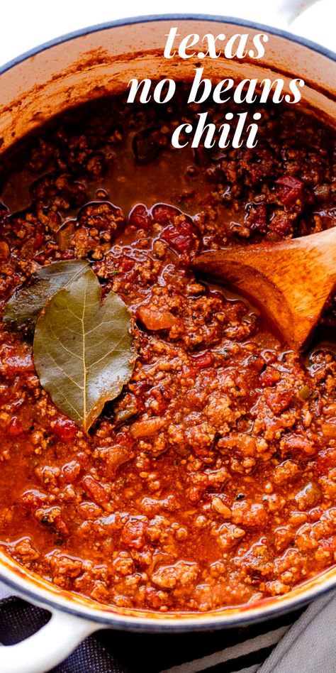 Best No Bean Chili, Easy No Bean Chili, No Beans Chili, No Bean Chili Recipe, Homemade Chili Recipe, Ground Beef Chili, Beef Chili Recipe, Chili Beans, Texas Chili