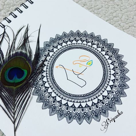 Mandala Kanha Mandala Art, Krishna Mandala Art Easy, Krishna Drawing Mandala, Mandala Art Krishna, Diya Mandala Art, Krishna Mandala Art, Krishna Mandala, Mandala Arts, Legs Mehndi