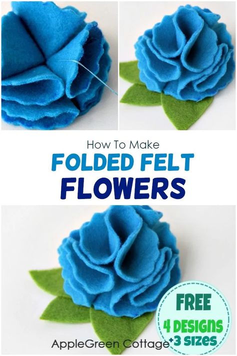 Felt Wedding Gift, Felt Flower Templates Printable Free, Felting Flowers, Folded Flowers, Felt Crafts Flowers, Make Felt Flowers, Diy Felt Flowers, Felt Flower Template, Felt Flowers Patterns