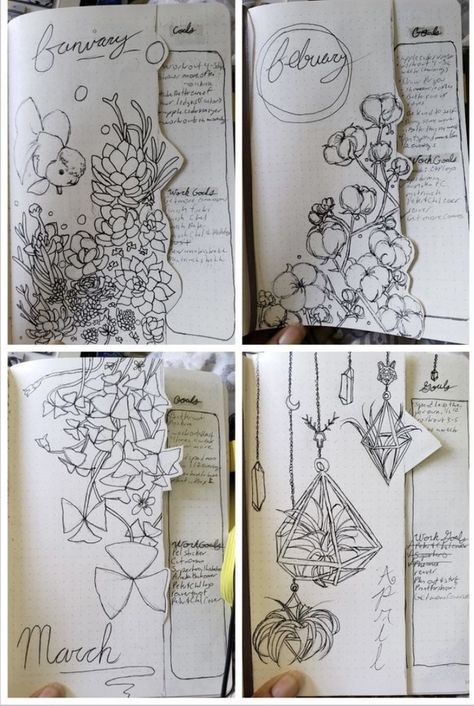 Oxalis Triangularis, 심플한 그림, Month January, Bullet Journal Cover, Bullet Journal Cover Page, Buch Design, Bullet Journal Aesthetic, Bullet Journal Notebook, Bullet Journal Design Ideas