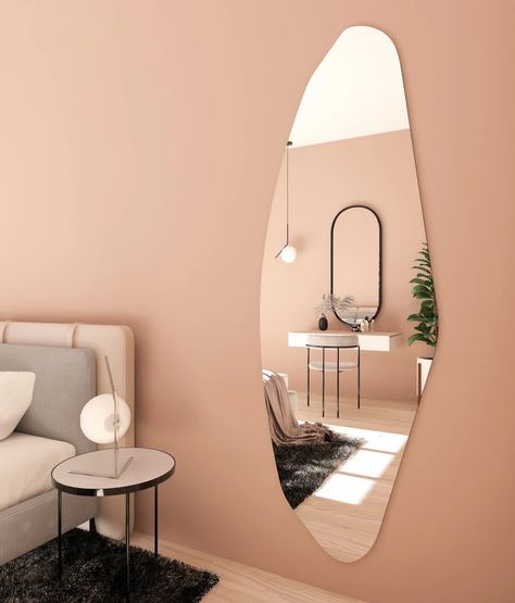 Asymmetrical Mirrors, Irregular Mirrors, Full Length Wall Mirror, Asymmetrical Mirror, Stylish Mirror, Mirror Home Decor, Irregular Mirror, Mirror Aesthetic, Stone Mirror