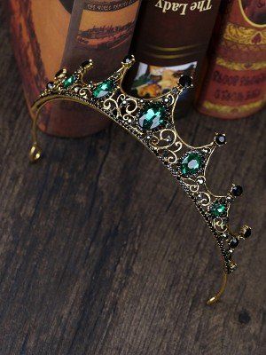 Very Elegant Czech Rhinestones Wedding Headpieces - Hebeos Vintage Bridal Tiara, Green Tiara, Crystals Design, Style Vert, Crown For Women, Gold Tiara, Bride Headpiece, Rhinestone Tiara, Crystal Headpiece