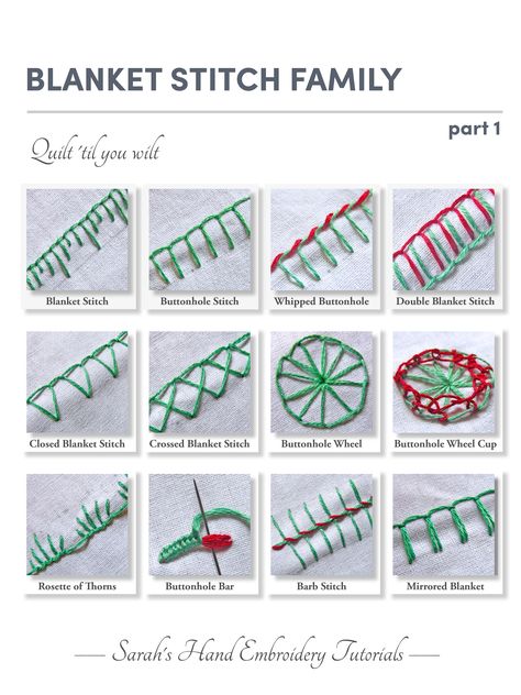 Presenting the Blanket Stitch Family - part 1. Simple open loops can make so much! Here is part 1 of this beautiful family. Blanket Stitch began as a way to secure the edges of unsewn blankets. The stitch is simple to do and gives a decorated look. With time, this stitch was experimented with in hand embroidery, and it gave rise to different variations and styles of this stitch. Make them on edges, borders, outlines and even fillings! What more could you ask for!? Edge Stitching Embroidery, Blanket Stitch Embroidery Design Ideas, How To Blanket Stitch Edge, How To Secure Embroidery, Blanket Stitches Embroidery, Edge Stitches Embroidery, Blanket Embroidery Stitch, Embroidery Stitches For Edges, Blanket Edge Stitch