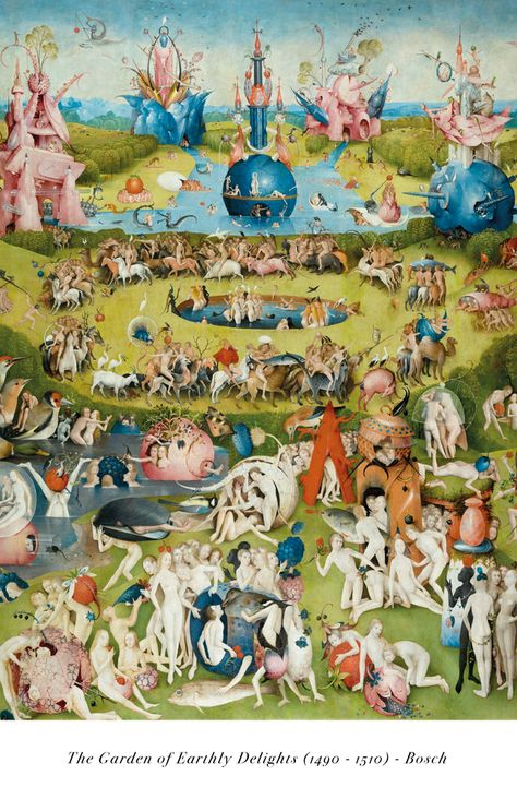 The Garden of Earthly Delights - Hieronymus Bosch Art Print by I Am Wearing Art - X-Small Found Art, Hieronymus Bosch Paintings, Bosch Art, Hieronymous Bosch, The Garden Of Earthly Delights, Earthly Delights, Garden Of Earthly Delights, Bizarre Art, Hieronymus Bosch