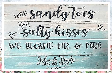 Wedding Signs For Reception - It is over. You don't have to look for it anymore. Just get it from here by clicking on the link. Mr And Mrs Svg, Beach Wedding Signs, Small Beach Weddings, Diy Beach Wedding, Beach Wedding Decorations Reception, Simple Beach Wedding, Dream Beach Wedding, Beachy Wedding, Wedding Svg