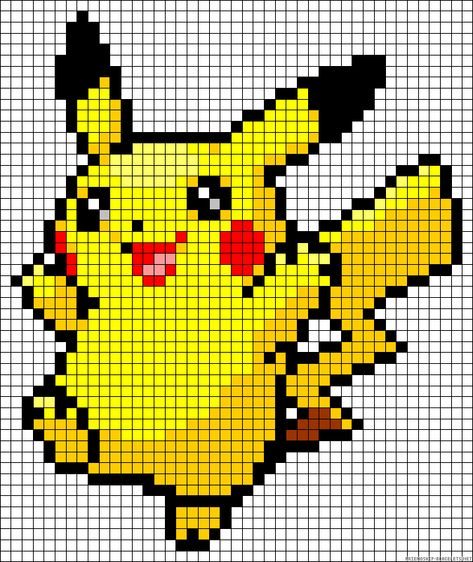 Pixel Art Pokemon Pikachu, Pixel Art Pikachu, Pixel Art Stitch, Grille Pixel Art, Pokemon Pixel Art, Pixel Pokemon, Photo Pixel, Image Pixel Art, Pixel Art Minecraft