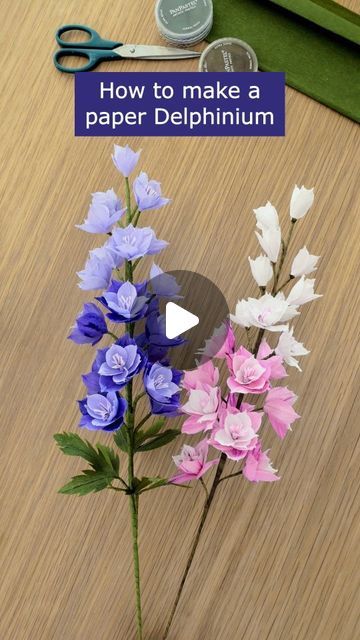 2,147 likes, 17 comments - cynthia.meiring.studio on September 24, 2024: "A Delphinium! 🌸Such a beautiful flower, so I had to make one myself 😊. Check my website for a list of materials, the templates and the tutorial (including an explanation on how to color the crepe paper for this flower). #paperflowers #papierenbloemen #diytutorial #diyideas #hobbyideas #diy #delphinium #paperart #cynthiameiringstudio #artprocess". Paper Delphinium Diy, Crepe Paper Delphinium, Delphiniums Flower, Crepe Paper Flowers Tutorial, Crepe Paper Flowers Diy, Paper Birds, How To Make Paper Flowers, Crepe Paper Flowers, A Beautiful Flower