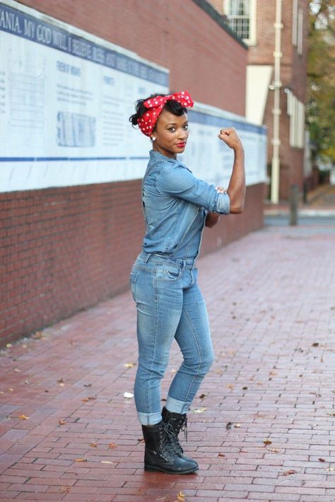 90 Easy Last-Minute Halloween Costumes 2022 - DIY Costume Ideas Easy Decades Day Outfits For School, Arthur Halloween Costume, Rockabilly Jeans, Work Costumes, Decades Day Outfits, Rosie The Riveter Costume, Decades Costumes, Rockabilly Mode, 50s Costume