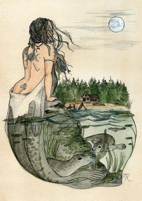 Mermaids And Mermen, Mermaid Life, Mermaid Art, A Mermaid, Magical Creatures, A Rock, A Drawing, Grimm, Mythical Creatures