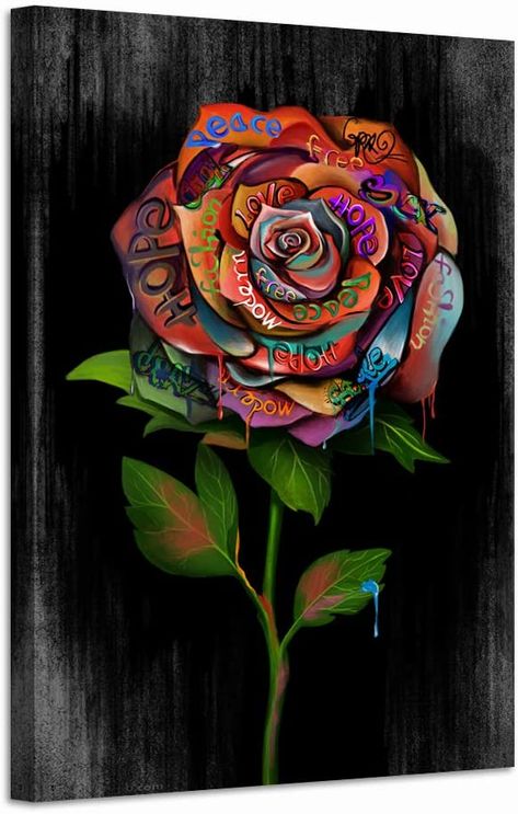 Photos For Home Decor, Realistic Flower Drawing, Graffiti Room, Peace Wall Art, Modern Graffiti, Graffiti Flowers, Canvas Wall Art Abstract, Poster Art Prints, Graffiti Canvas