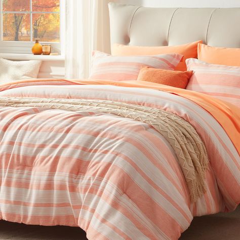 PRICES MAY VARY. 💎【Unique Linen-like Texture - Cationic Dyeing Fabric】 Inspired by the simple and nature of linen fabrics, UNILIBRA bed in a bag king uses the latest cationic two-color dyeing process, the fabric of the orange & white comforter shows a natural and even two-color appearance to achieve the texture of imitation linen texture. Due to the unique cationic dyeing fabric, the color of king comforter is more natural and long-lasting, not easy to fade. 💎【OEKO-TEX CERTIFIED - Comfortable Orange And Pink Bedding, Full Size Comforter Sets, Twin Size Comforter, Full Size Comforter, Queen Size Comforter Sets, King Size Comforter Sets, Dyeing Fabric, Pink Comforter, Queen Size Comforter